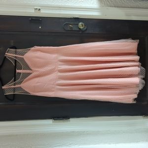 Unique Vintage 50s 60s Retro Pink Dot Chiffon Prom Birthday Party Dress